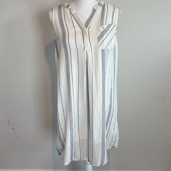 Thread & Supply (Anthropologie) Striped Shirt Dress V-Neck Pocket size M - Picture 1 of 9